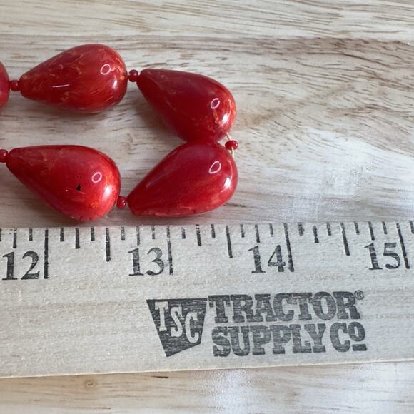 Vintage Marbled Red Bakelite Beaded Necklace 26 In 1940s 93 Grams - Picture 9 of 12